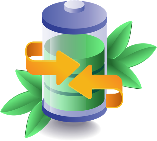 Eco green batteries store energy from nature  Illustration
