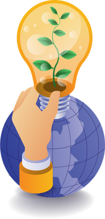 Eco green earth light bulb with plants  Illustration