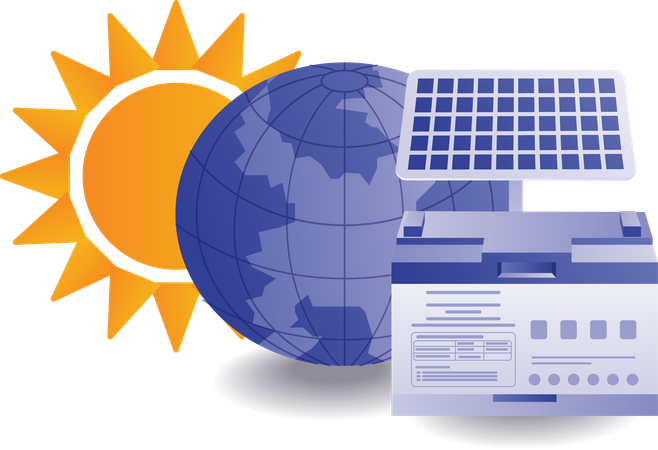 Eco green energy solar panel with storage battery  Illustration