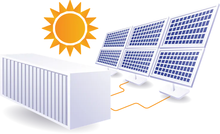 Eco green for large batteries storing solar energy panels  Illustration