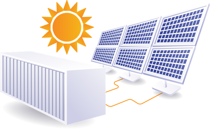 Eco green for large batteries storing solar energy panels  Illustration