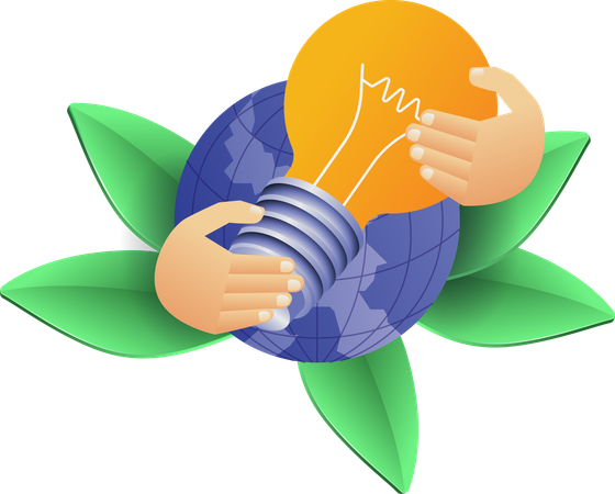 Eco green hand holding idea lamp  Illustration
