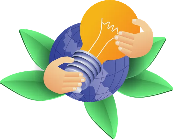 Eco green hand holding idea lamp  Illustration