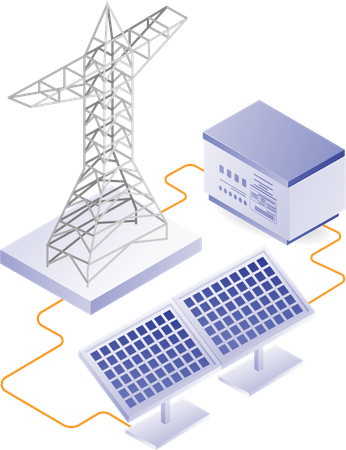 Eco green home electricity flow from solar panel energy  Illustration