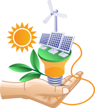 Eco green idea solar panel electrical energy  Illustration