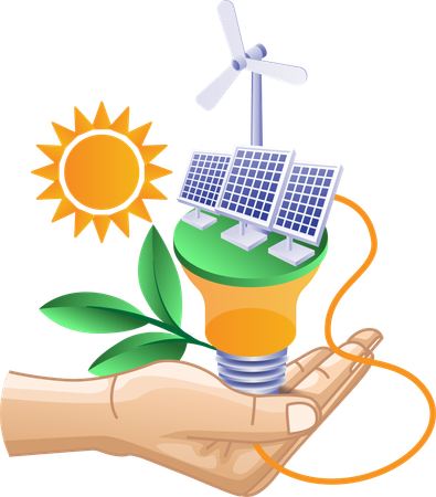 Eco green idea solar panel electrical energy  Illustration