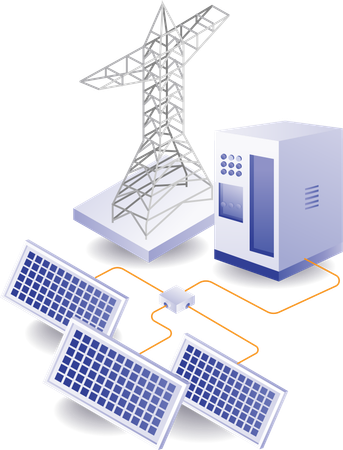 Eco green infographic electricity flow from solar panel energy  Illustration