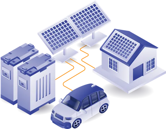 Eco green Large solar panel energy storage battery for home life  Illustration