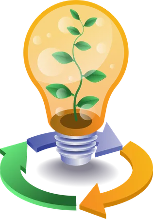 Eco green light bulb with plants  Illustration