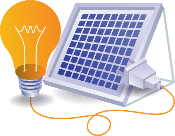Eco green of electrical energy from solar panels  Illustration