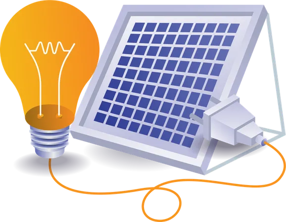 Eco green of electrical energy from solar panels  Illustration