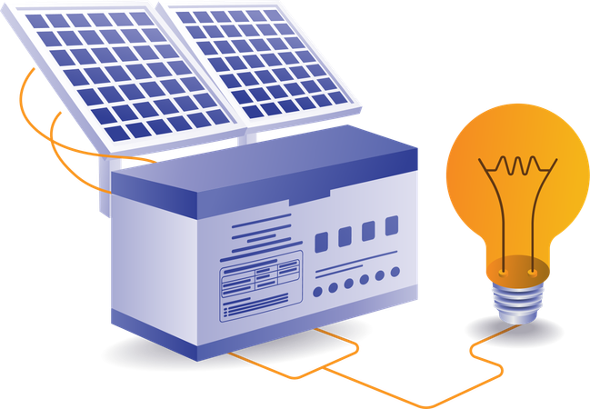 Eco green of light bulb with solar panel battery  Illustration