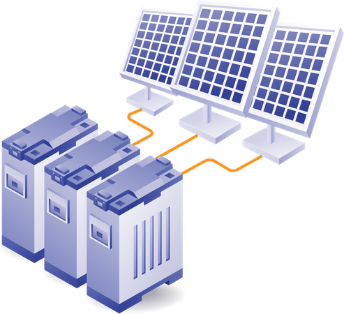Eco green of solar panel and battery network  Illustration