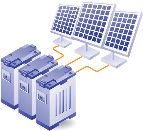 Eco green of solar panel and battery network  Illustration