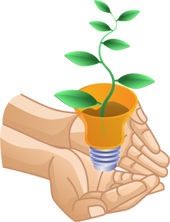 Eco green plant ideas on hands  Illustration