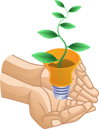 Eco green plant ideas on hands  Illustration