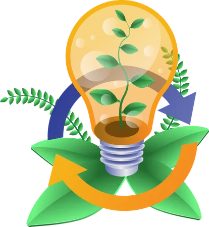 Eco green plant inside light bulb  Illustration