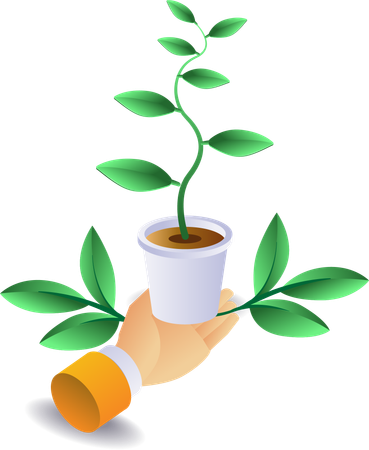 Eco green plants in pots  Illustration