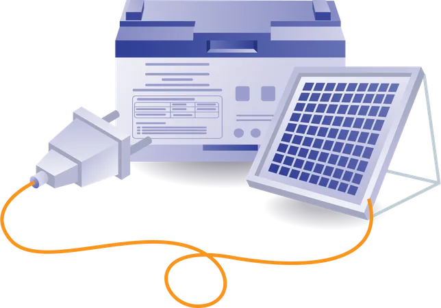 Eco green solar panel battery for home electricity  Illustration