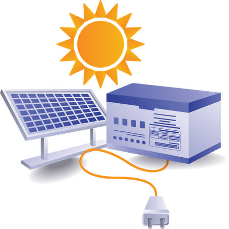 Eco green solar panel electrical energy storage battery  Illustration