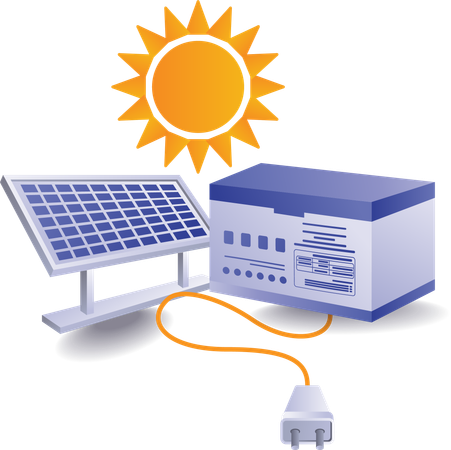 Eco green solar panel electrical energy storage battery  Illustration