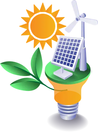 Eco green solar panel electrical energy technology  Illustration