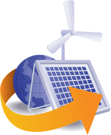 Eco green solar panel energy circulation  Illustration