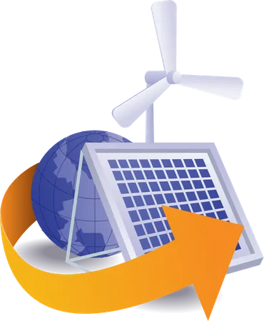 Eco green solar panel energy circulation  Illustration