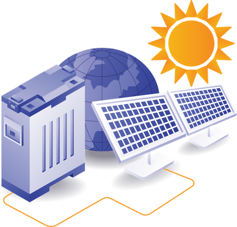 Eco green solar panel for home electrical energy  Illustration
