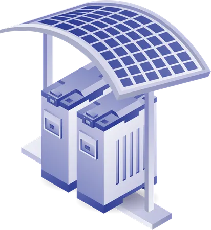 Eco green solar panel storage battery  Illustration