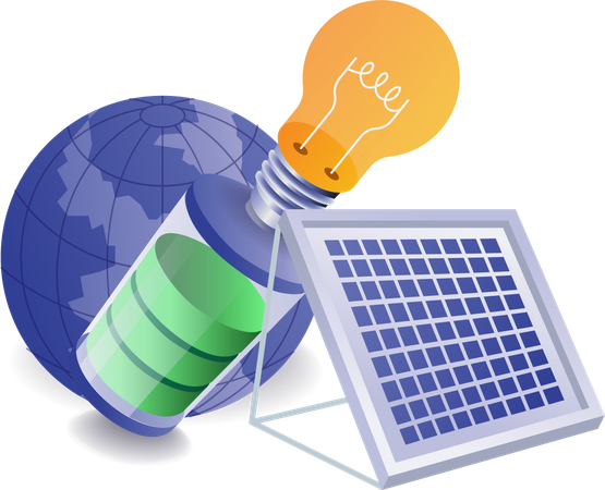 Eco green storing electrical energy in batteries 1  Illustration