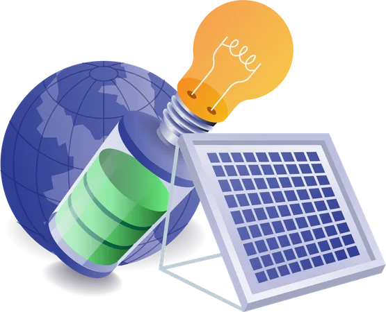 Eco green storing electrical energy in batteries 1  Illustration