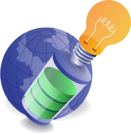 Eco green storing electrical energy in batteries  Illustration