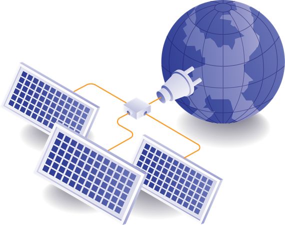 Rede de energia natural de painel solar Eco Idea  Ilustração