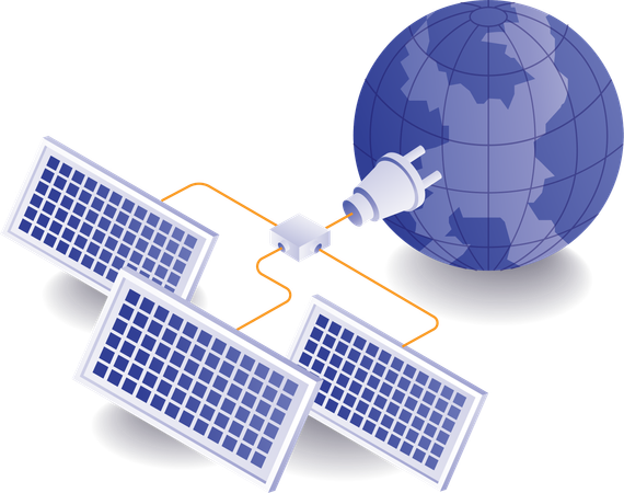 Red de energía natural de paneles solares eco idea.  Ilustración