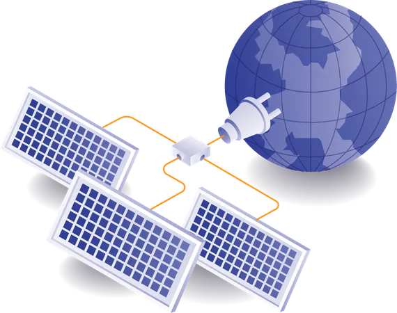 Eco idea solar panel natural energy network  Illustration