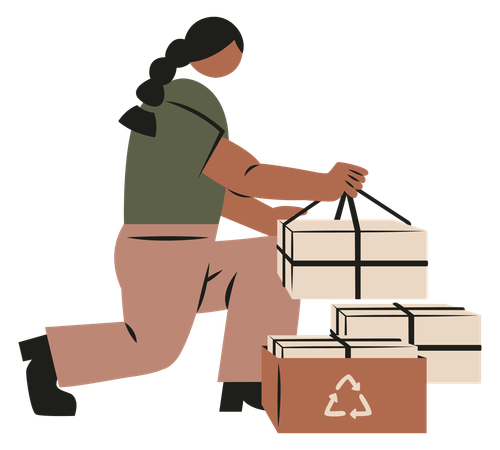Woman sorting paper pile  일러스트레이션