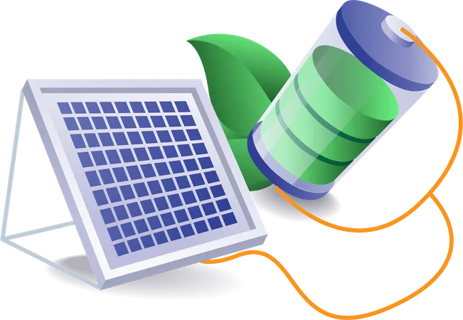 Monde écologique de stockage de l'énergie des panneaux solaires  Illustration