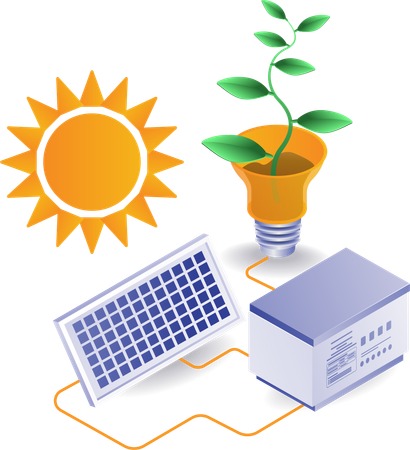 Energia elétrica de painel solar ecológico  Ilustração