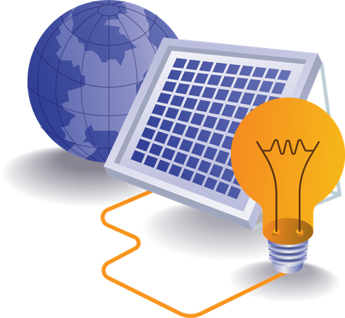 Technologie d'énergie électrique de panneau solaire écologique vert  Illustration