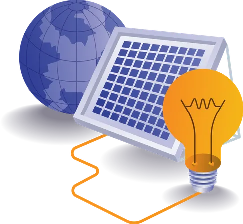 Technologie d'énergie électrique de panneau solaire écologique vert  Illustration