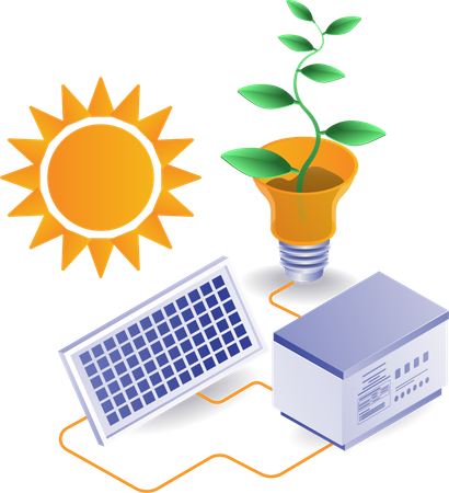 Eco solar panel electrical energy  Illustration