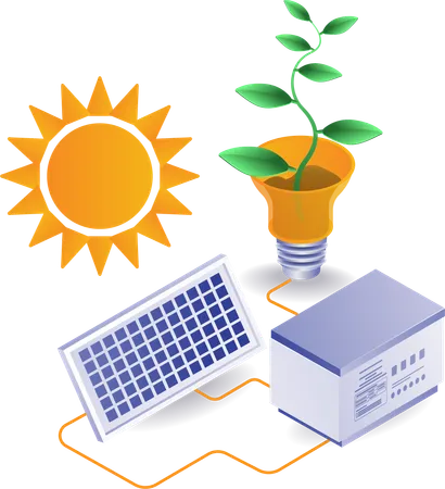 Eco solar panel electrical energy  Illustration