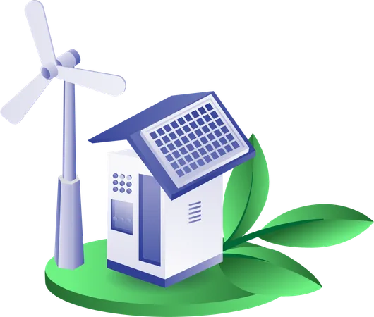 Eco solar panel energy  Illustration