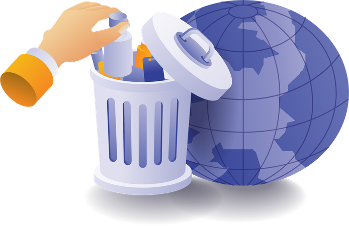 Eco throw rubbish in dustbin  Illustration