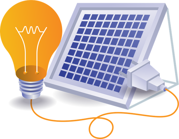 Eco verde da energia elétrica proveniente de painéis solares  Ilustração