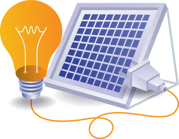 Eco verde da energia elétrica proveniente de painéis solares  Ilustração