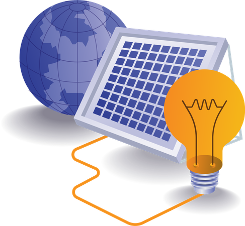 Tecnología de energía eléctrica de panel solar ecológico  Ilustración