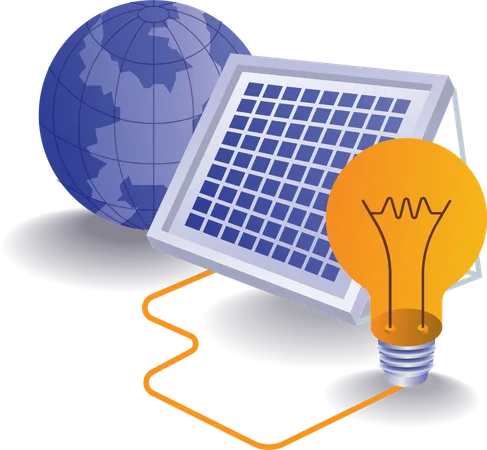 Tecnología de energía eléctrica de panel solar ecológico  Ilustración
