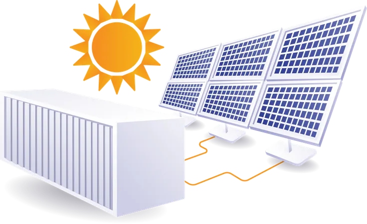 Eco verde para grandes baterías que almacenan paneles de energía solar  Ilustración